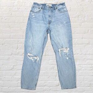 Abercrombie & Fitch The Mom High Rise Jeans 8/29 Ankle Curve Love Distressed